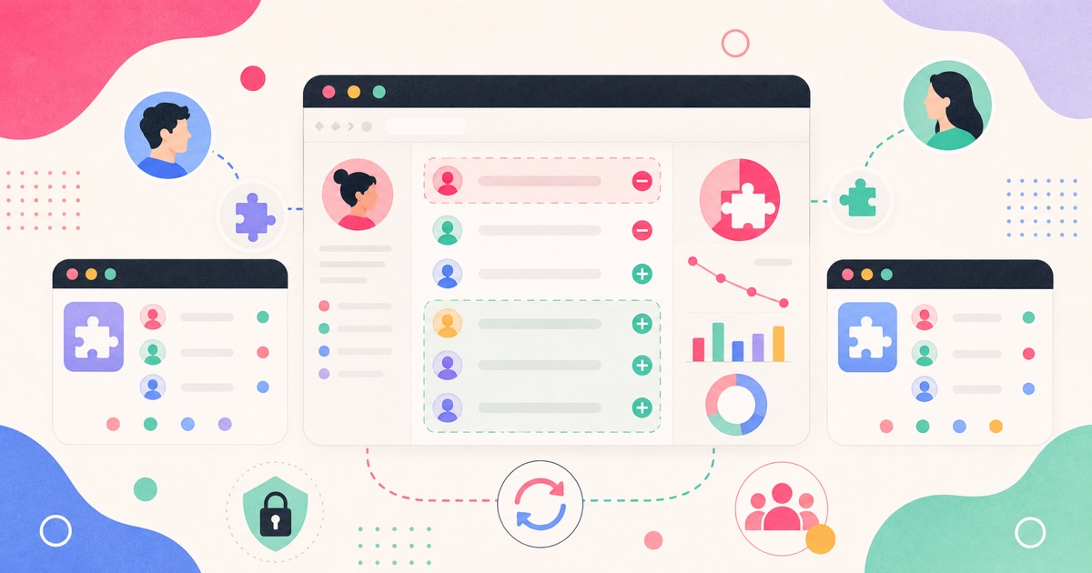 SeeWho browser extension comparison visual with generic extension pieces, visible Instagram list-change panels, privacy lock, and scan-history symbols